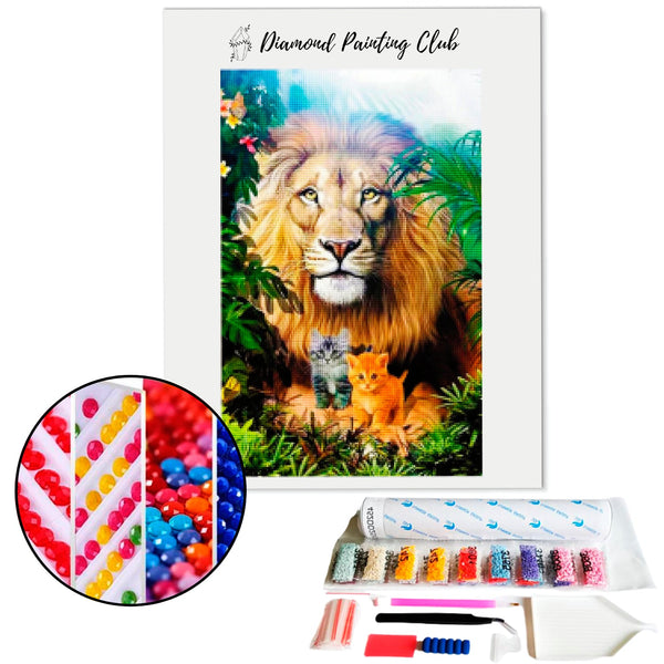 Diamond Painting Leeuw en kittens | Diamond-painting-club.nl