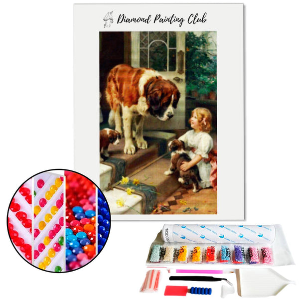 Diamond Painting Klein Meisje en Sint-Bernard | Diamond-painting-club.nl