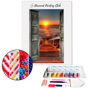 Diamond painting Deur naar zonsondergang | Diamond-painting-club.nl