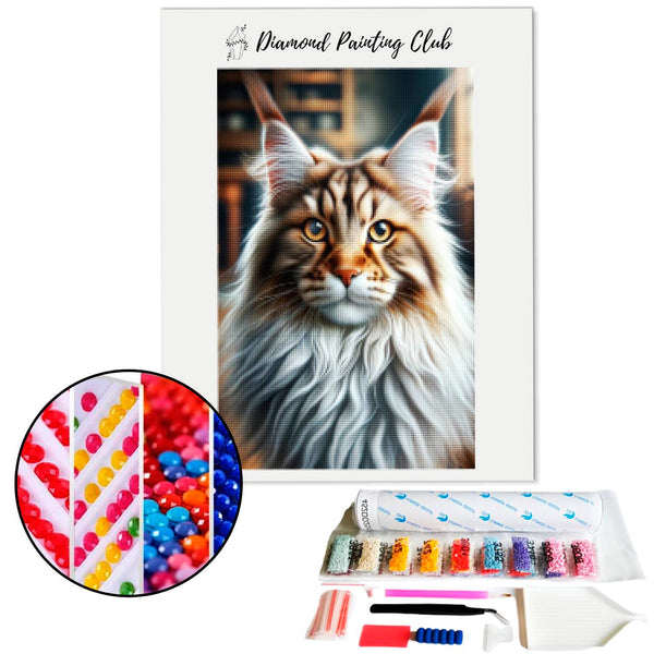 Diamond Painting Gezicht van Maine Coon | Diamond-painting-club.nl