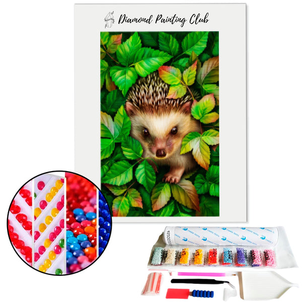 Diamond Painting Egel in een gebladerte | Diamond-painting-club.nl