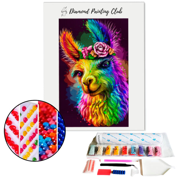 Diamond painting veelkleurige Lama | Diamond-painting-club.nl