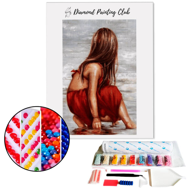 Diamond Painting Jong meisje bij het water | Diamond-painting-club.nl