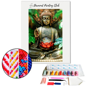 Diamond Painting Boeddha Standbeeld in de schaduw | Diamond-painting-club.nl