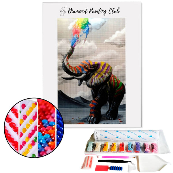 Diamond Painting Olifant geschilderd | Diamond-painting-club.nl