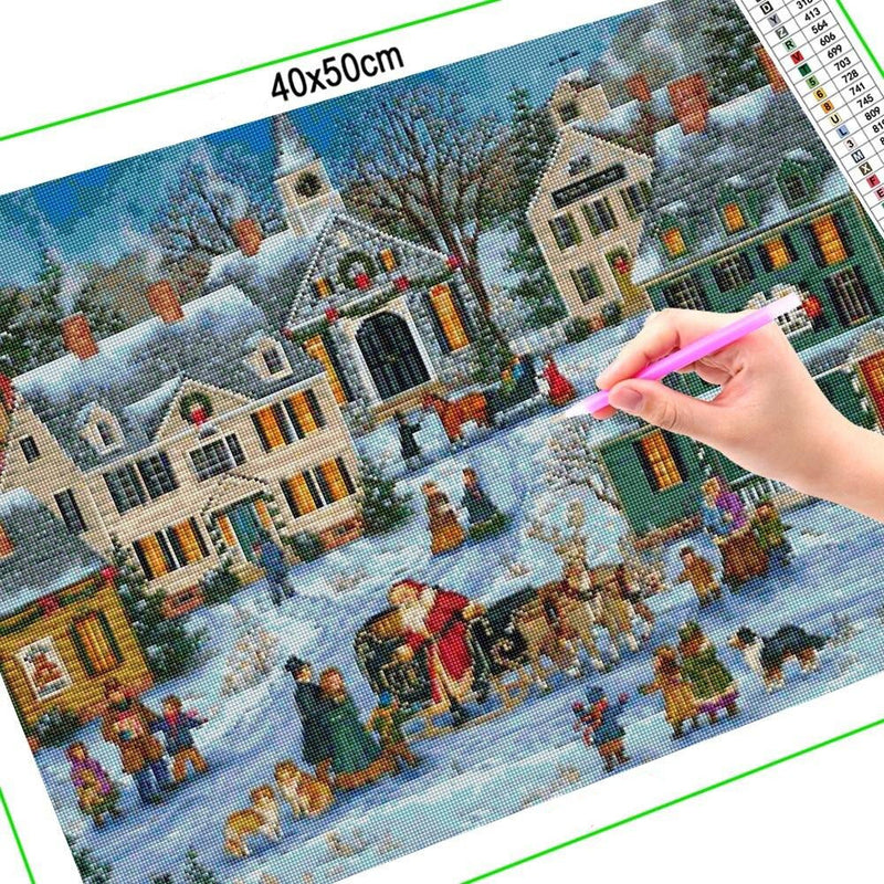 Diamond Painting Kerstdorp | Diamond-painting-club.nl